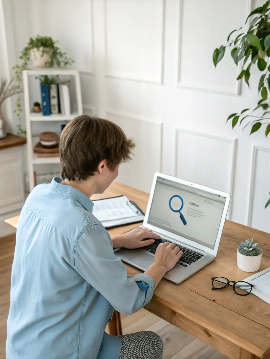 A blogger creating and selling premium content, such as e-books or courses, on how to use AI tools for various purposes, promoting their course on social media.